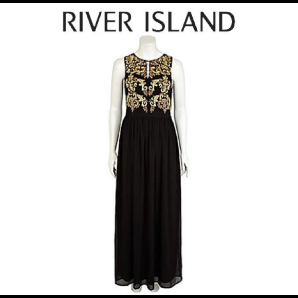 👯‍♀️SOLD👯‍♀️ASOS black and gold formal dress - Picture 2 of 5